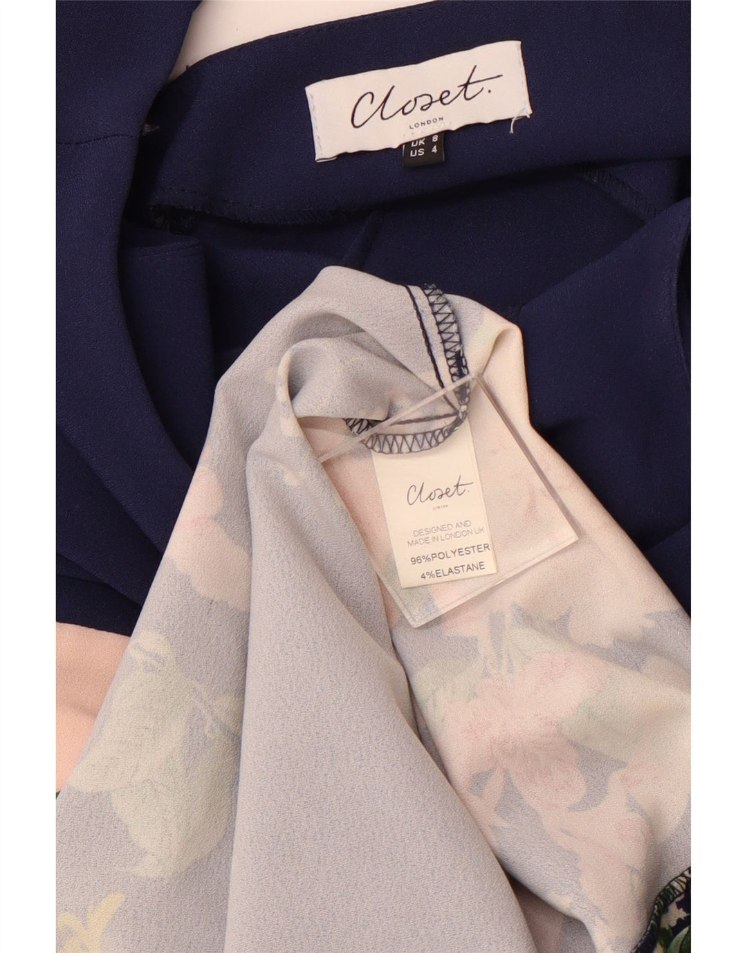 Damska obcisła sukienka bez rękawów CLOSET UK 8, mała, granatowa w kwiaty