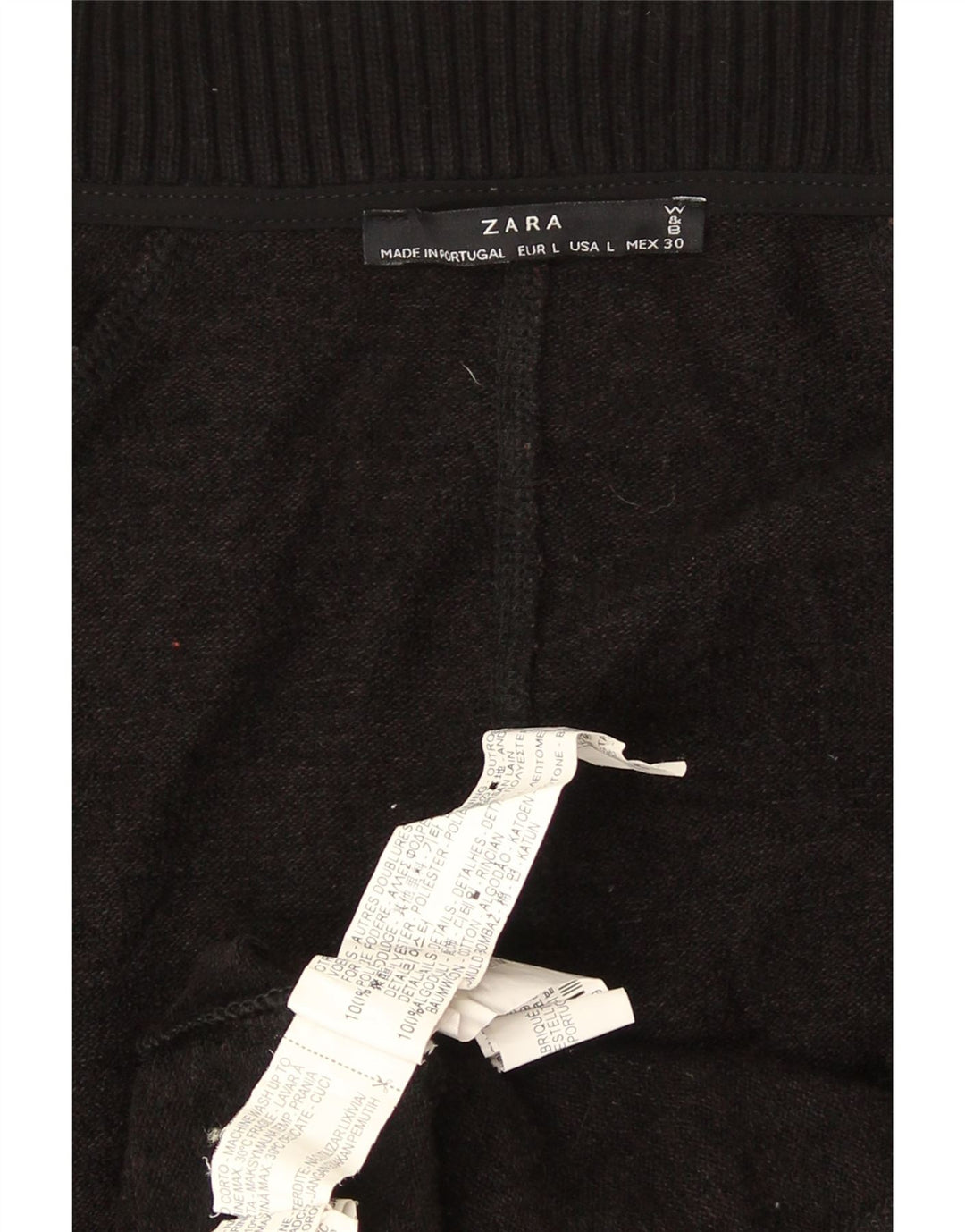 Damski sweter oversize o przedłużonym kroju Zara UK 16, duży, czarny poliester