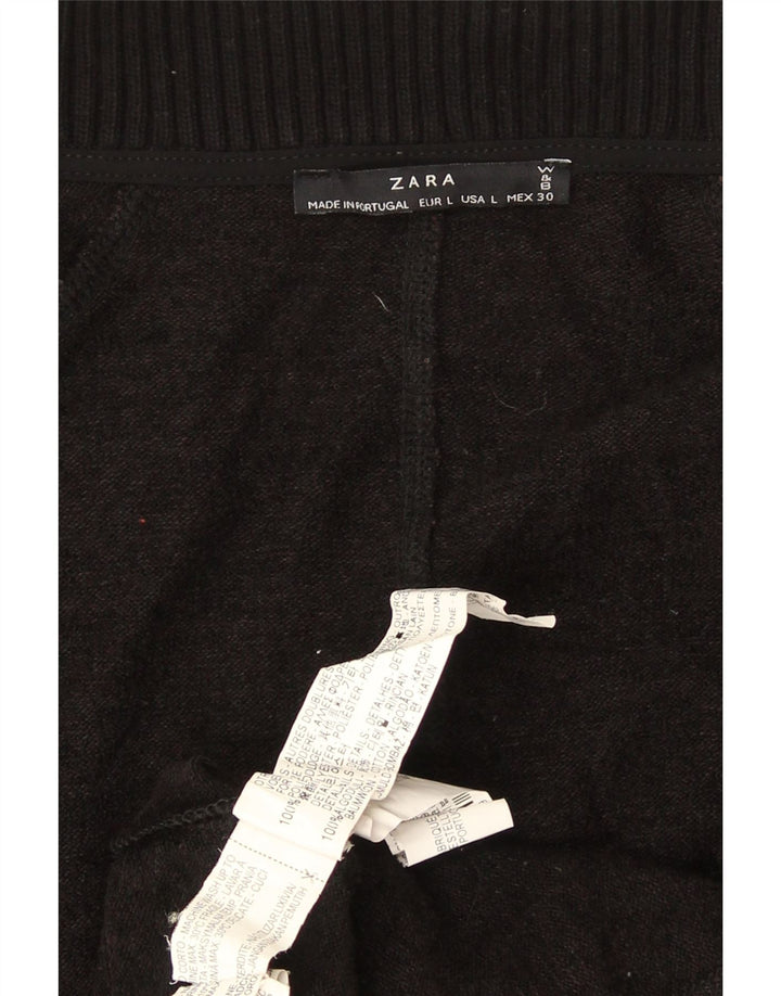 Damski sweter oversize o przedłużonym kroju Zara UK 16, duży, czarny poliester