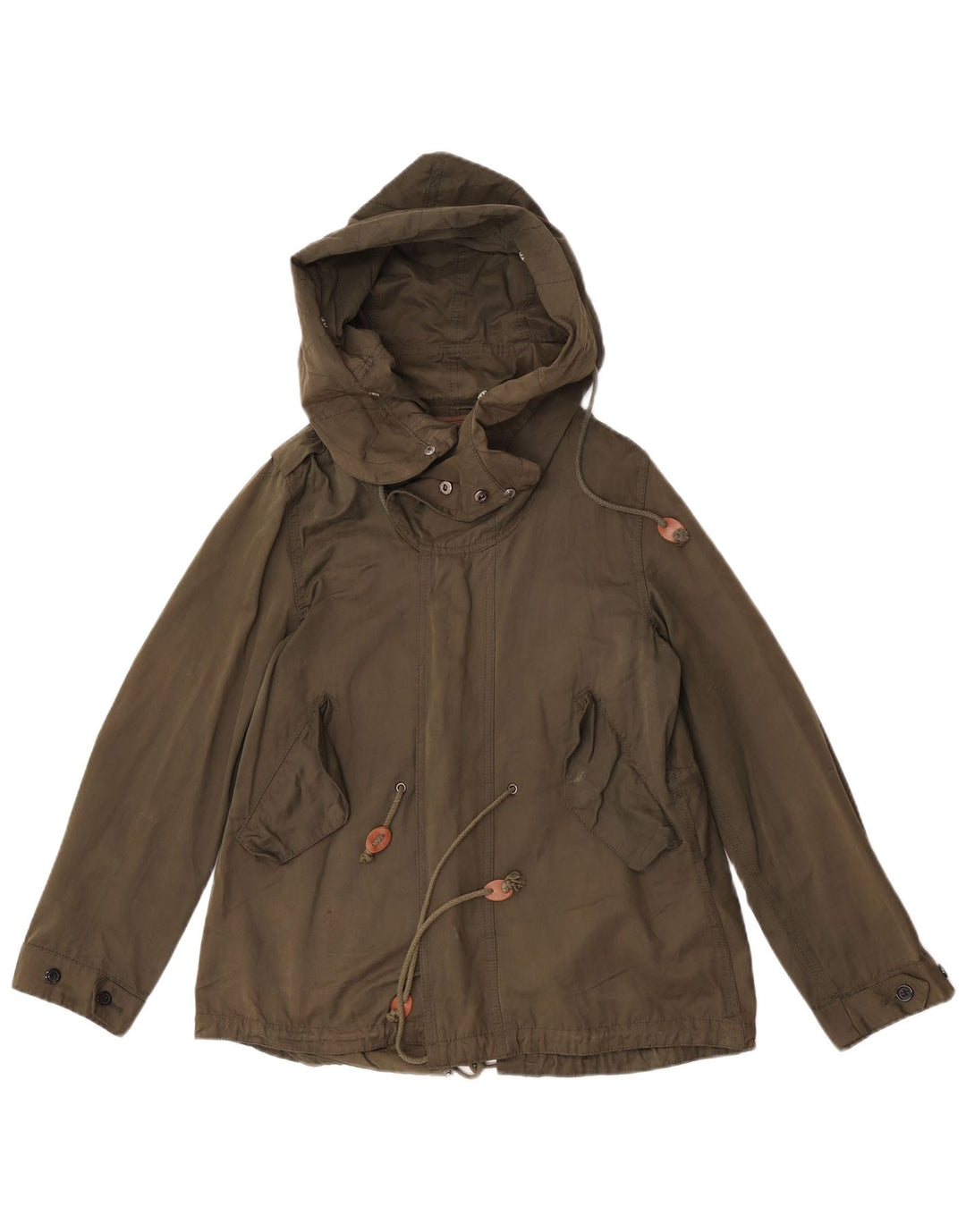 Damska kurtka parka z kapturem Zara UK 36, mała, zielona nylonowa