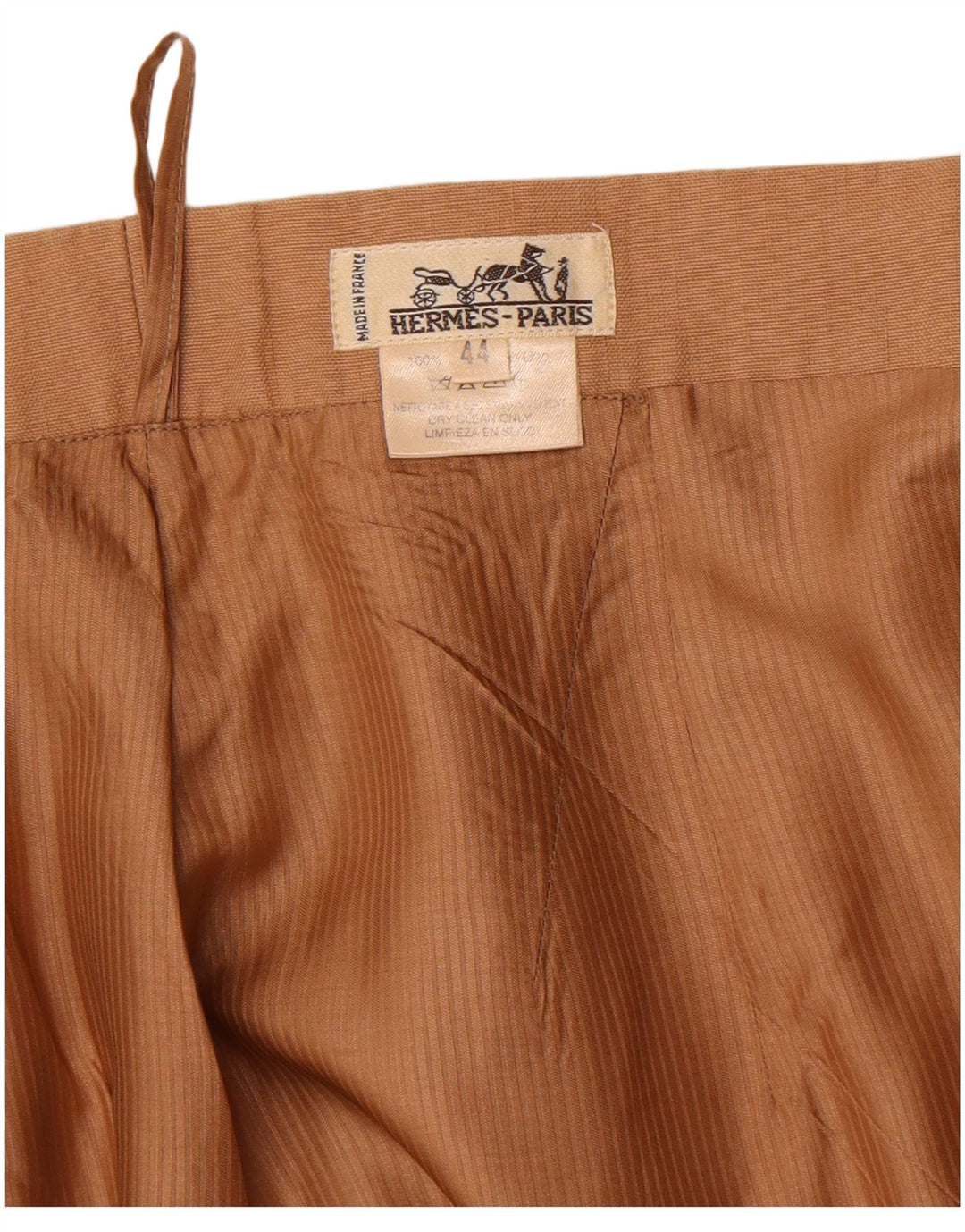 HERMES Damska prosta spódnica IT 44 Medium W30 Beżowa lniana