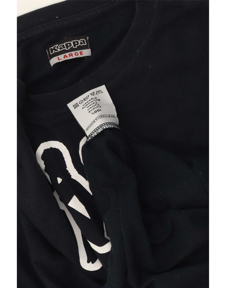 Męski T-shirt z grafiką Kappa, duży, granatowy, bawełniany