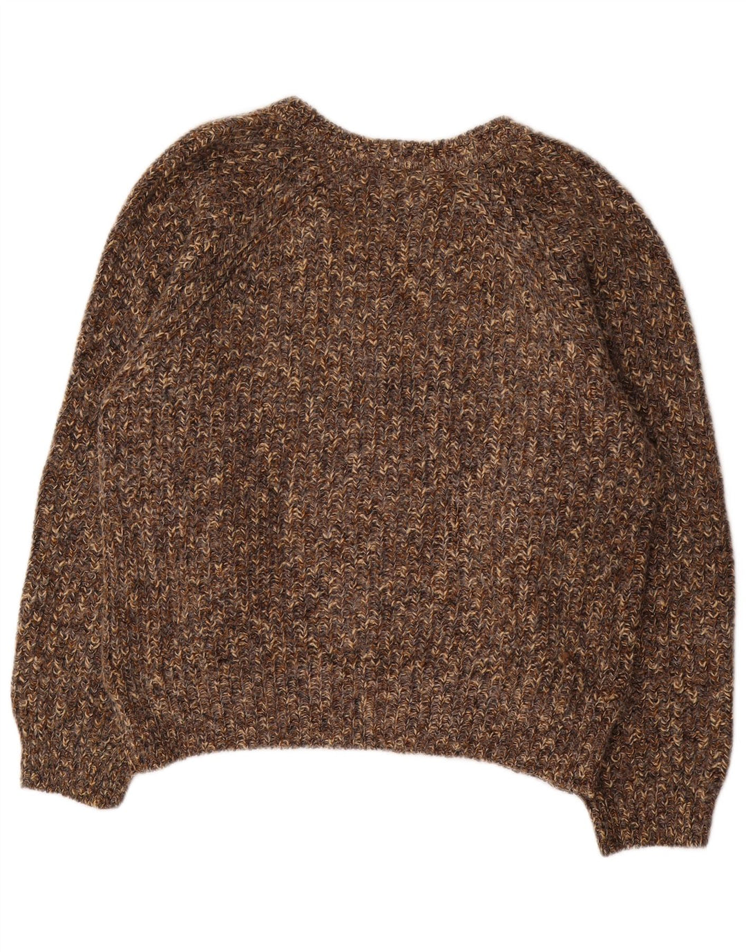 Damski sweter oversize VINTAGE z dekoltem w kształcie litery V, UK 18 XL, brązowy, nakrapiany