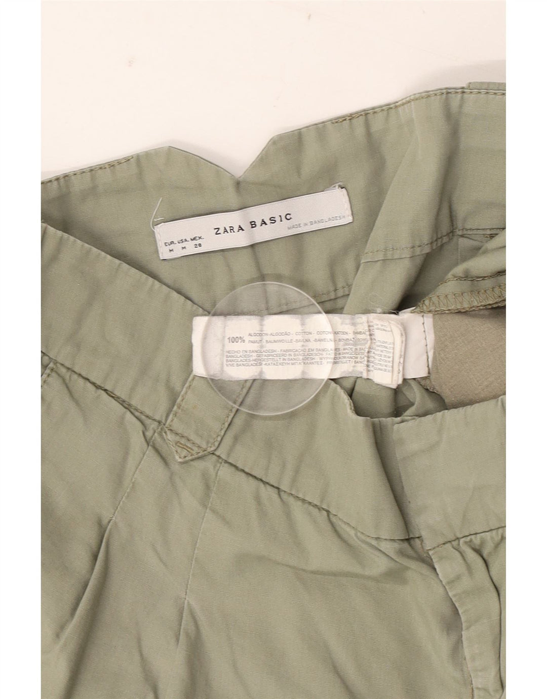 Damskie szorty Chino Zara, średnie W28, zielone, bawełniane