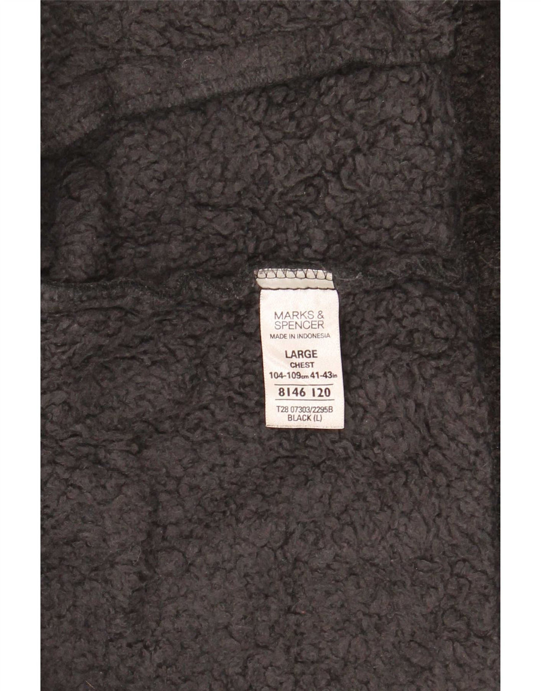 Marks & Spencer Męska kurtka polarowa Sherpa UK 40, duża, czarna, poliestrowa