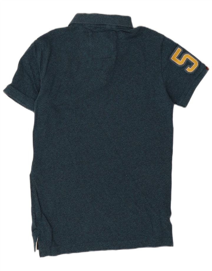 Męska koszulka polo Superdry z grafiką, mała, niebieska, bawełniana
