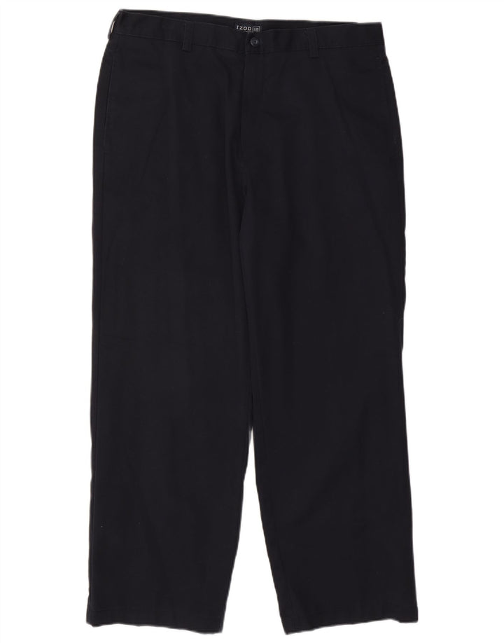 Spodnie męskie IZOD proste chino W36 L29 granatowe bawełniane