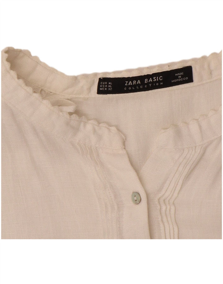 Damska bluzka koszulowa Zara UK 18 XL biała