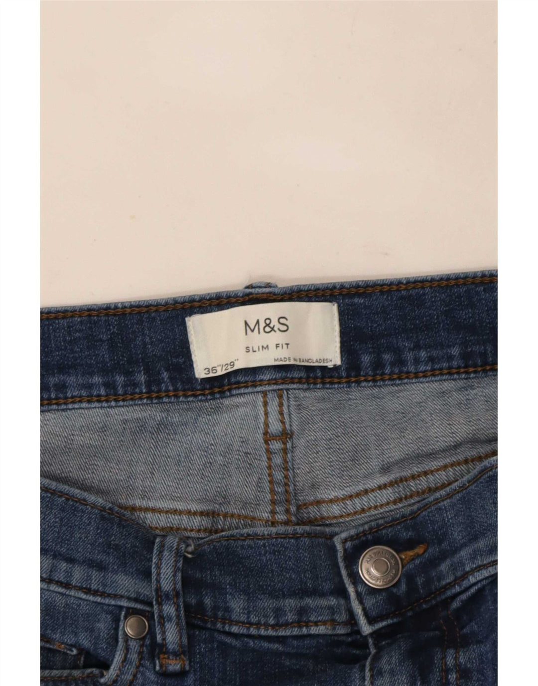 Marks & Spencer Męskie jeansy slim W36 L29 Niebieskie bawełniane