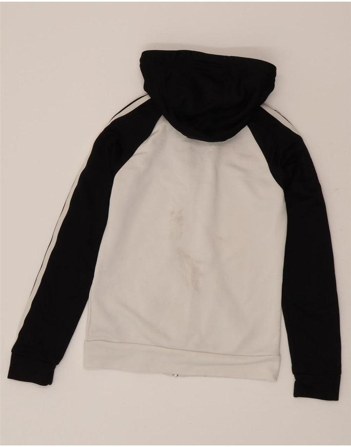 Damski sweter z kapturem i zamkiem błyskawicznym Adidas UK 8 Mały biały poliester z blokami kolorów