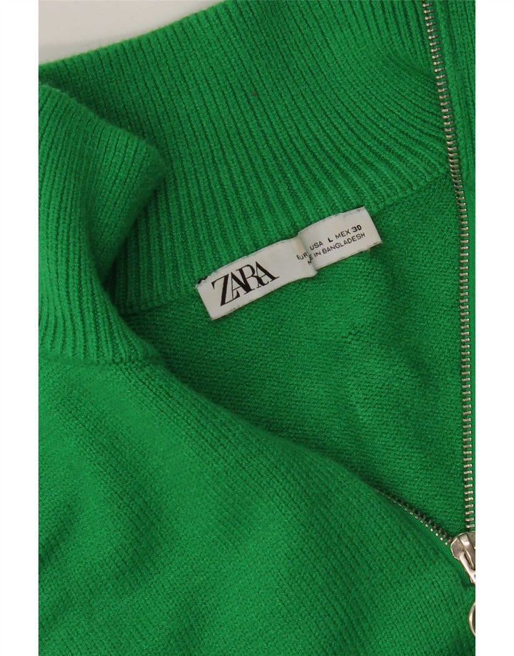 Sweter damski Zara z zamkiem błyskawicznym UK 16, duży zielony