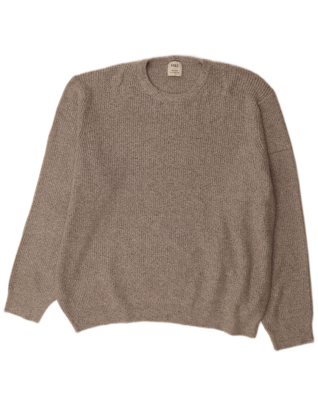 Marks & Spencer Męski sweter z okrągłym dekoltem, 3XL, szary poliamid
