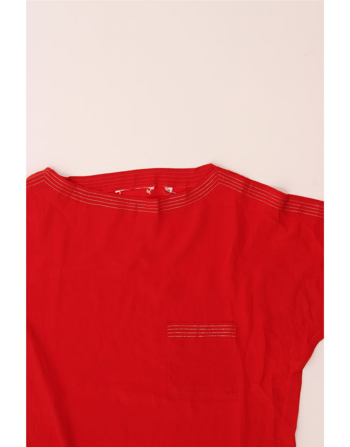 VINTAGE Womens Blouse Top UK 14 Medium Red Vintage Vintage and Second-Hand Vintage from Messina Hembry 