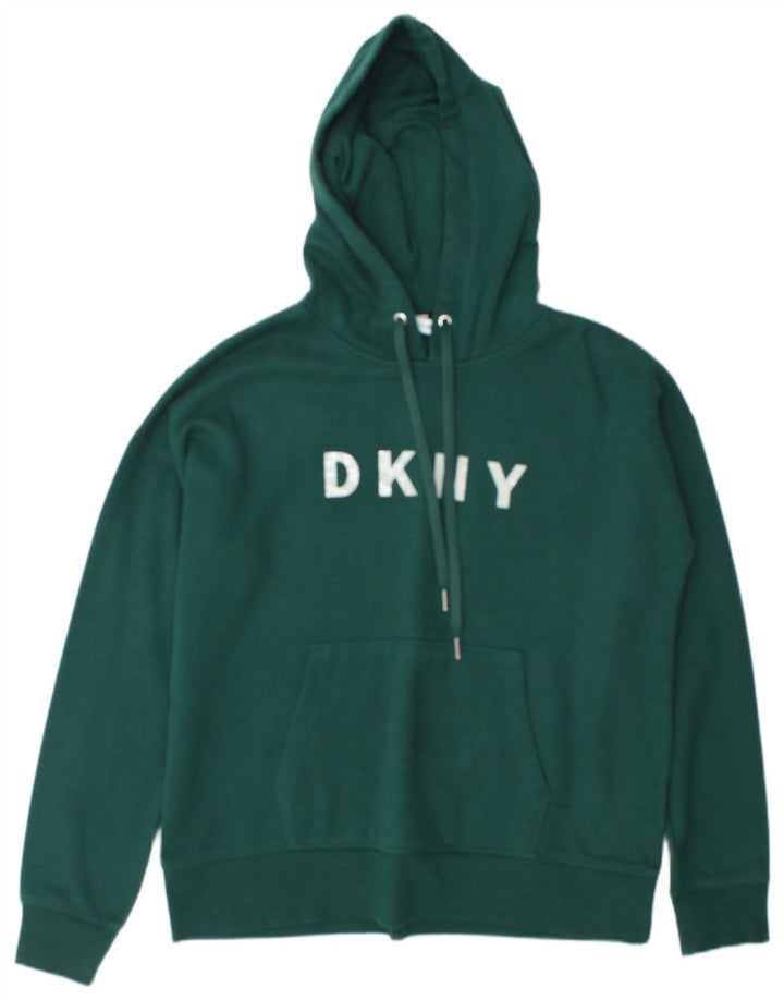 Męski sweter z kapturem Dkny z grafiką, średnio zielony, bawełniany
