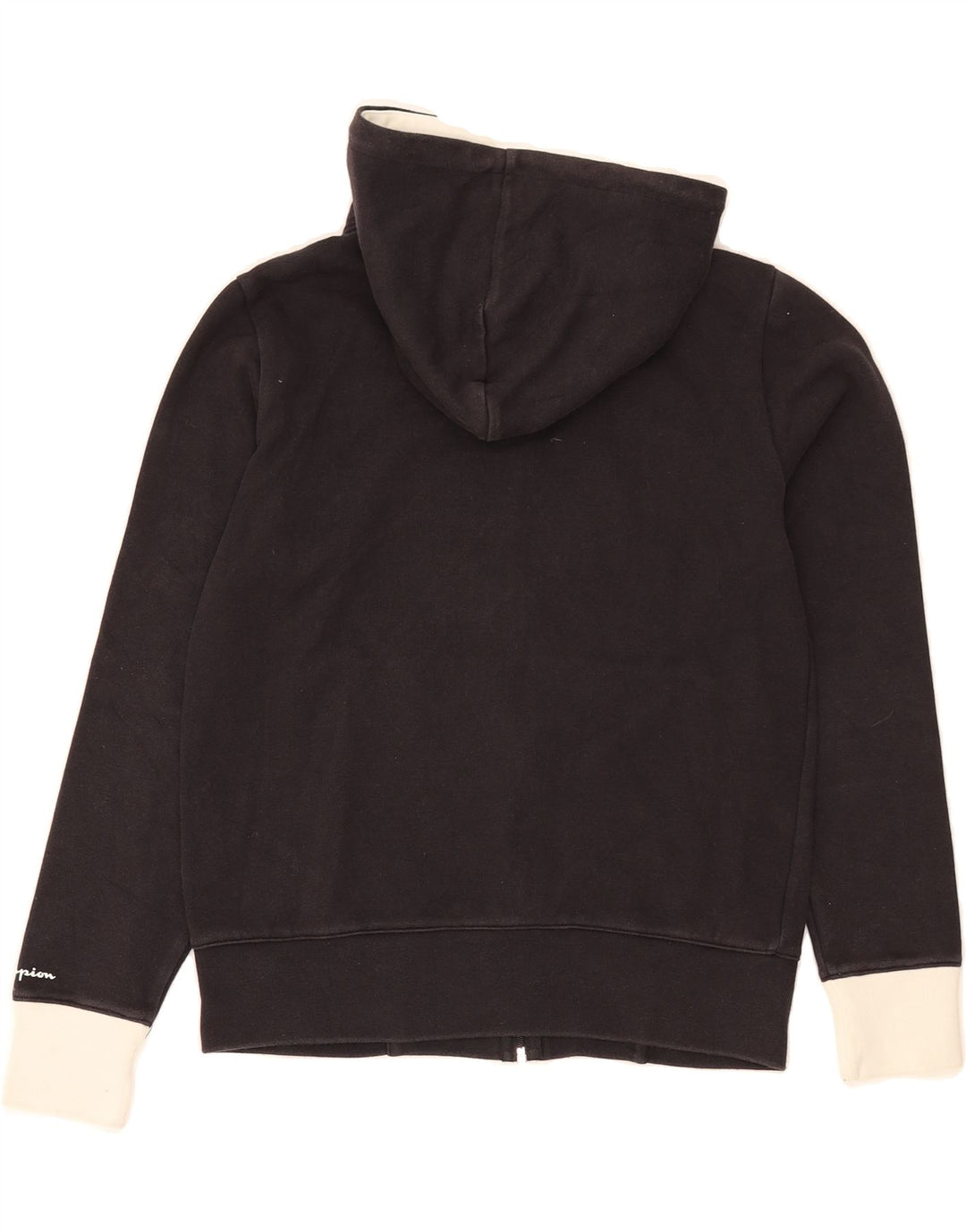 CHAMPION Womens Zip Hoodie Sweater UK 12 Medium Black Colourblock Cotton Vintage Champion and Second-Hand Champion from Messina Hembry 