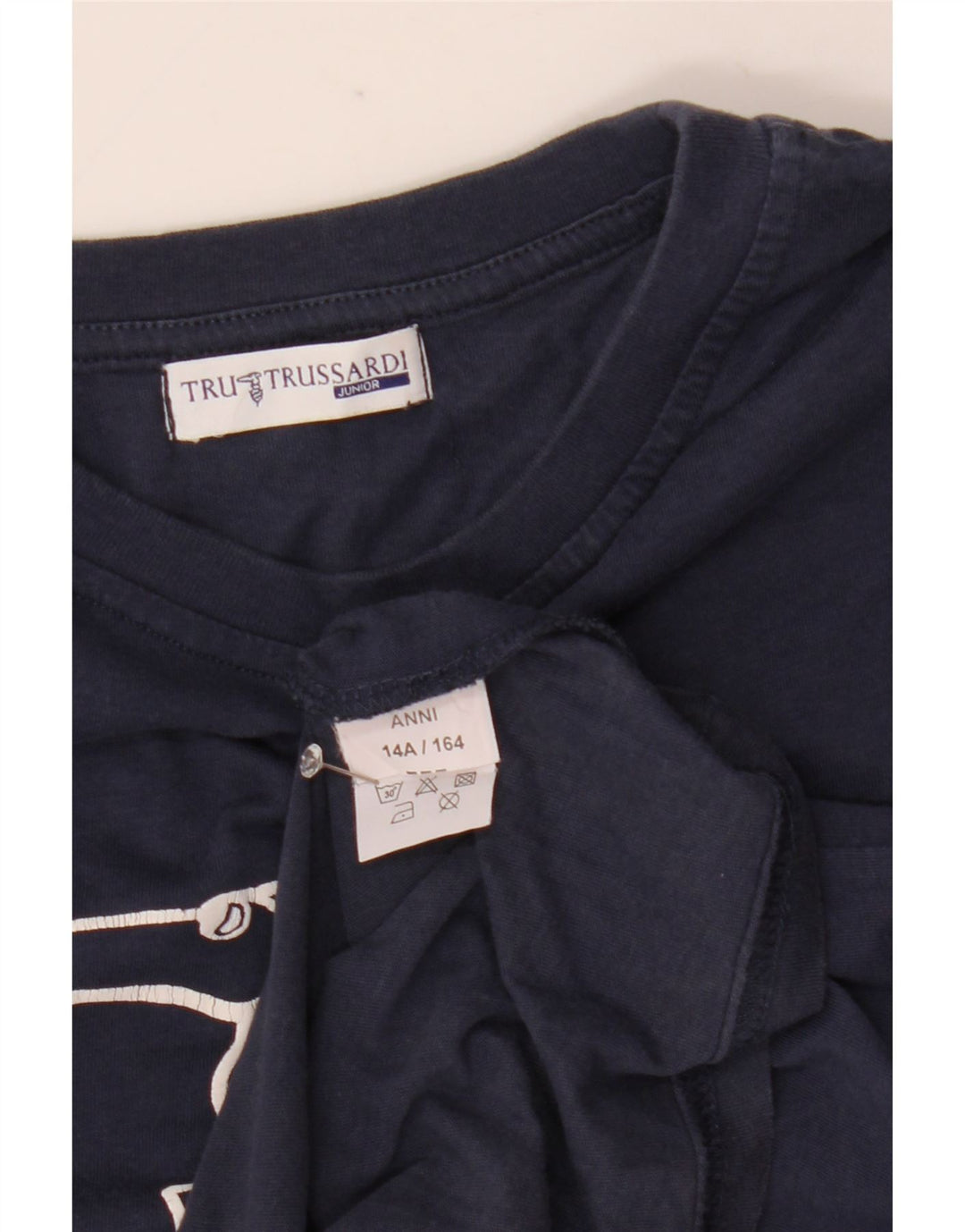 Chłopięcy top Trussardi z graficznym długim rękawem, 13-14 lat, granatowy, bawełniany