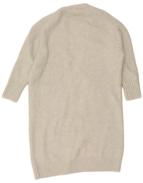 Damski, oversize'owy, długi, otwarty sweter rozpinany Zara UK 6 XS, szary poliester