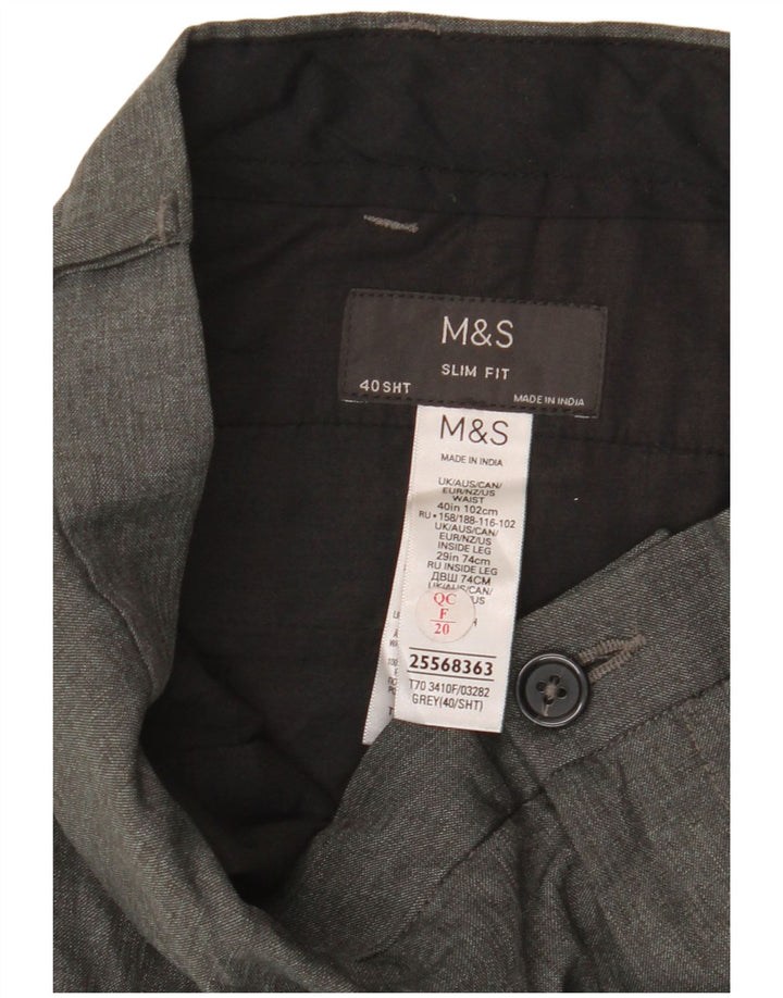 Męskie spodnie chino MARKS & SPENCER Slim Fit W40 L29 Szary poliester