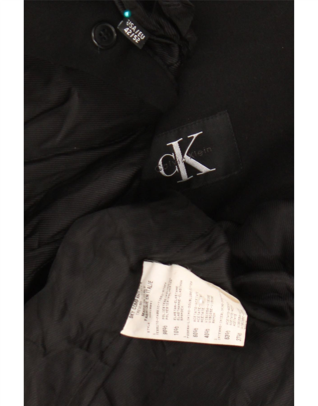 Męska marynarka zapinana na 3 guziki Calvin Klein IT 52 XL, czarny poliester