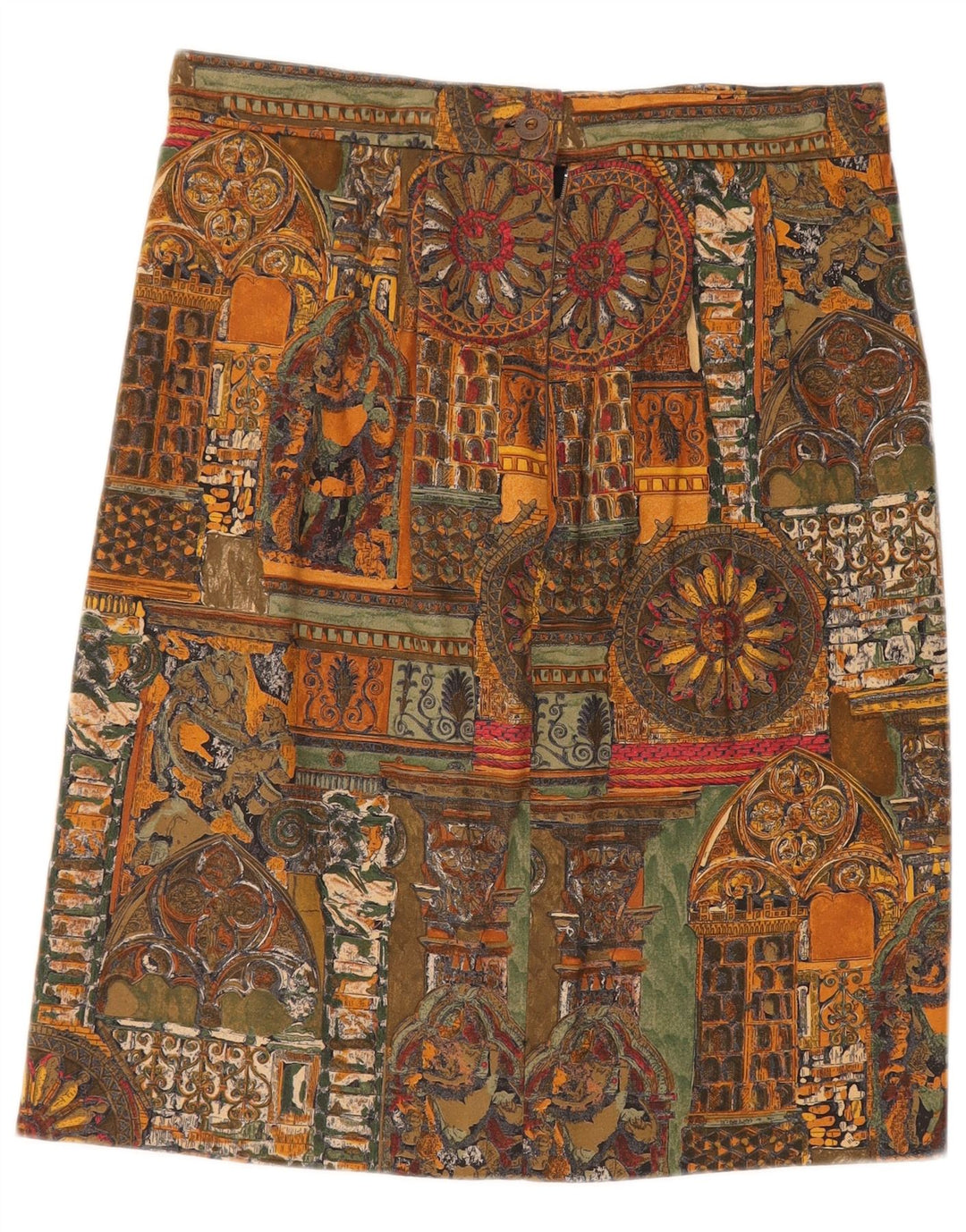 VINTAGE damska prosta spódnica w abstrakcyjny wzór W30 średnia wielokolorowa