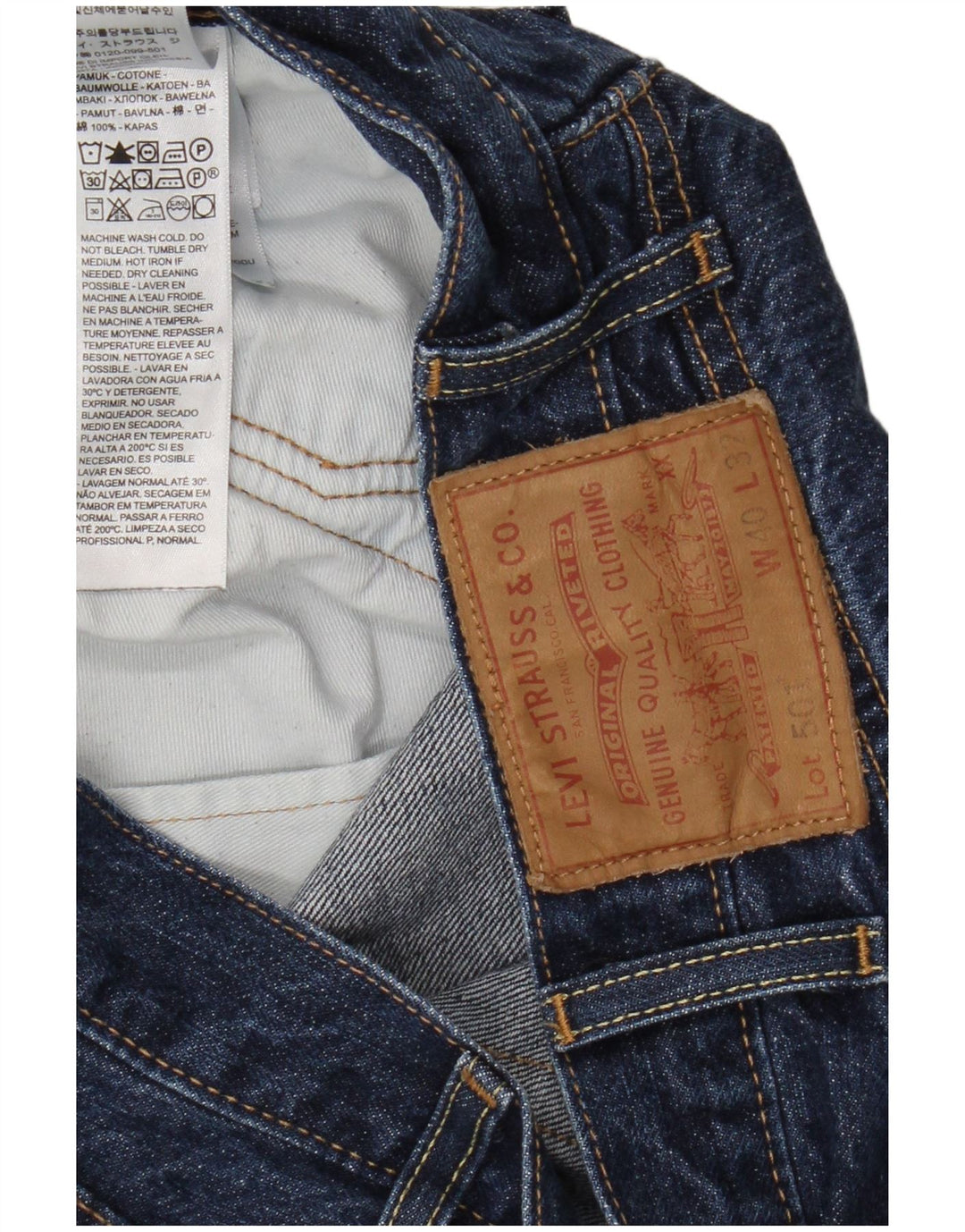 Męskie jeansy Levi's 501 Straight W40 L32 Niebieskie bawełniane