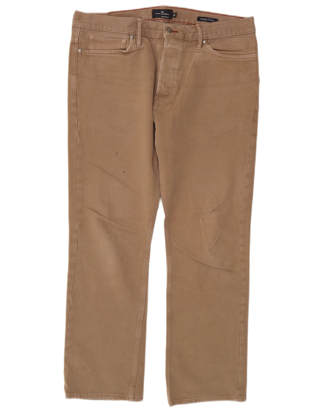 Męskie spodnie casual Marks & Spencer Blue Harbor o regularnym kroju W36 L31 beżowe