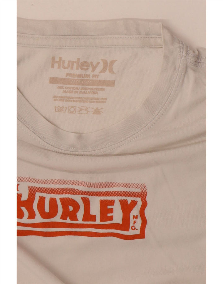 Męski T-shirt z grafiką Hurley Premium Fit, średni biały bawełniany