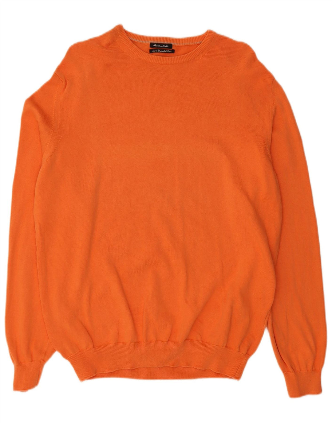 Męski sweter Massimo Dutti z dekoltem w łódkę, duży, pomarańczowy, bawełniany