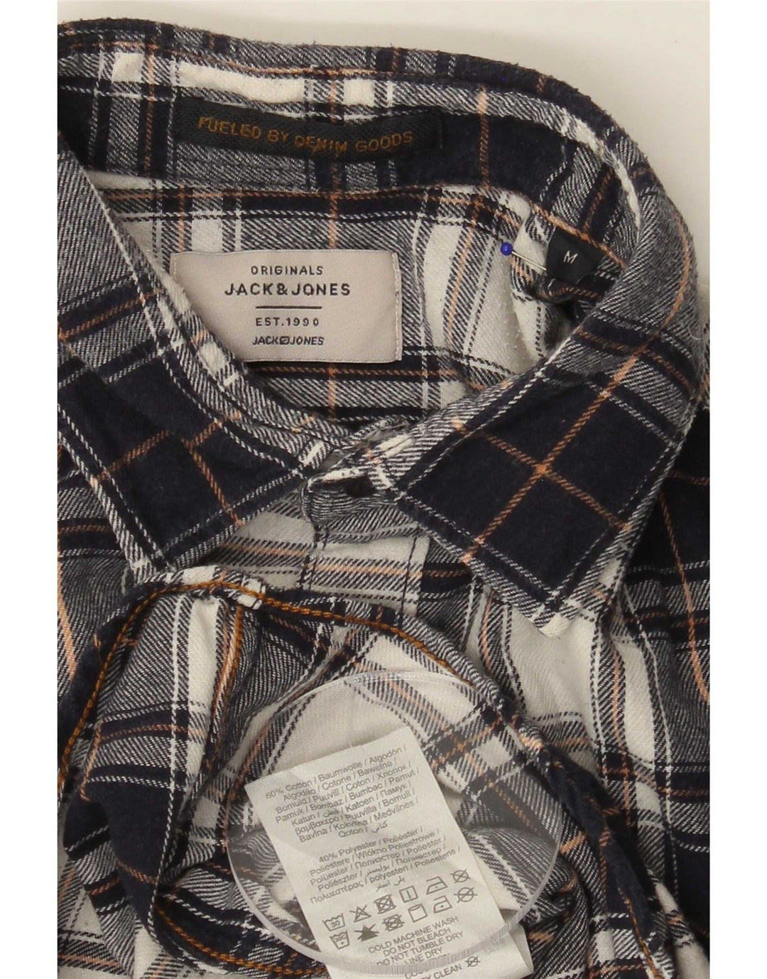 Koszula flanelowa męska Jack & Jones, bawełniana, w średnią granatową kratkę