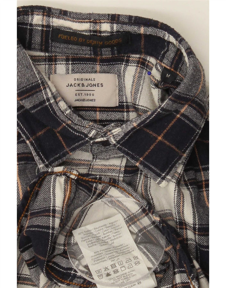 Koszula flanelowa męska Jack & Jones, bawełniana, w średnią granatową kratkę