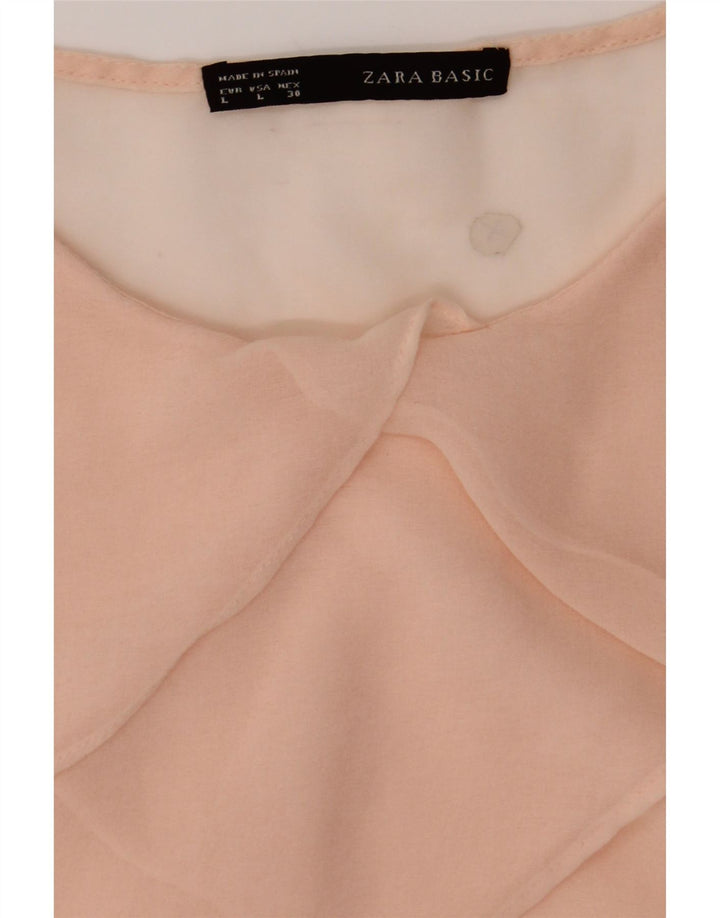 ZARA Womens Sleeveless See Through Blouse Top UK 14 Large Pink Vintage Zara and Second-Hand Zara from Messina Hembry 