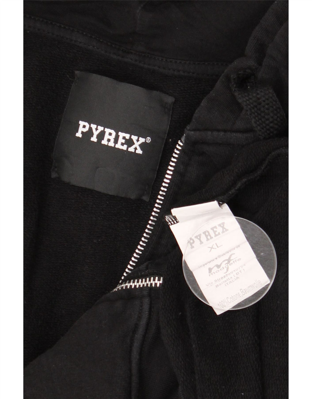 Męski sweter z kapturem i zamkiem błyskawicznym Pyrex XL, czarny, bawełniany