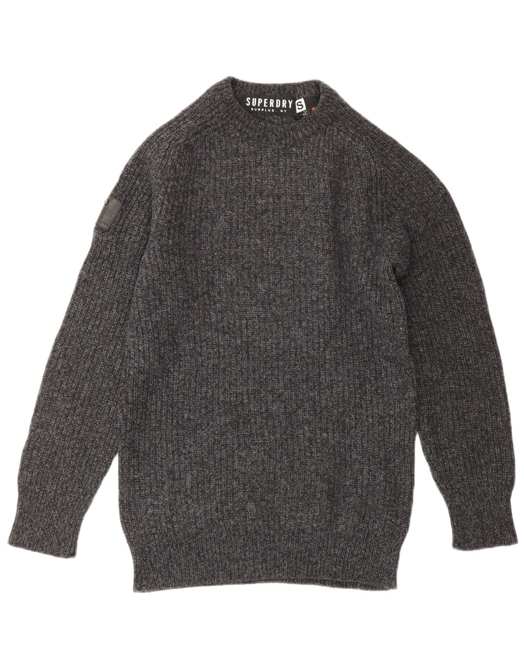 Damski sweter z okrągłym dekoltem Superdry, mały, szary, wełniany