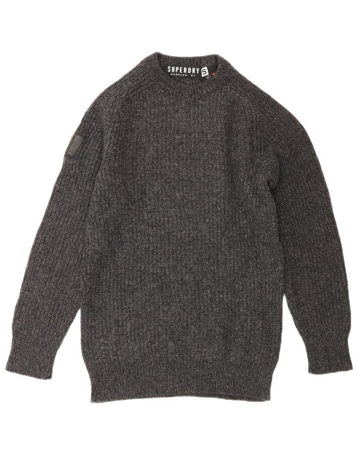 Damski sweter z okrągłym dekoltem Superdry, mały, szary, wełniany