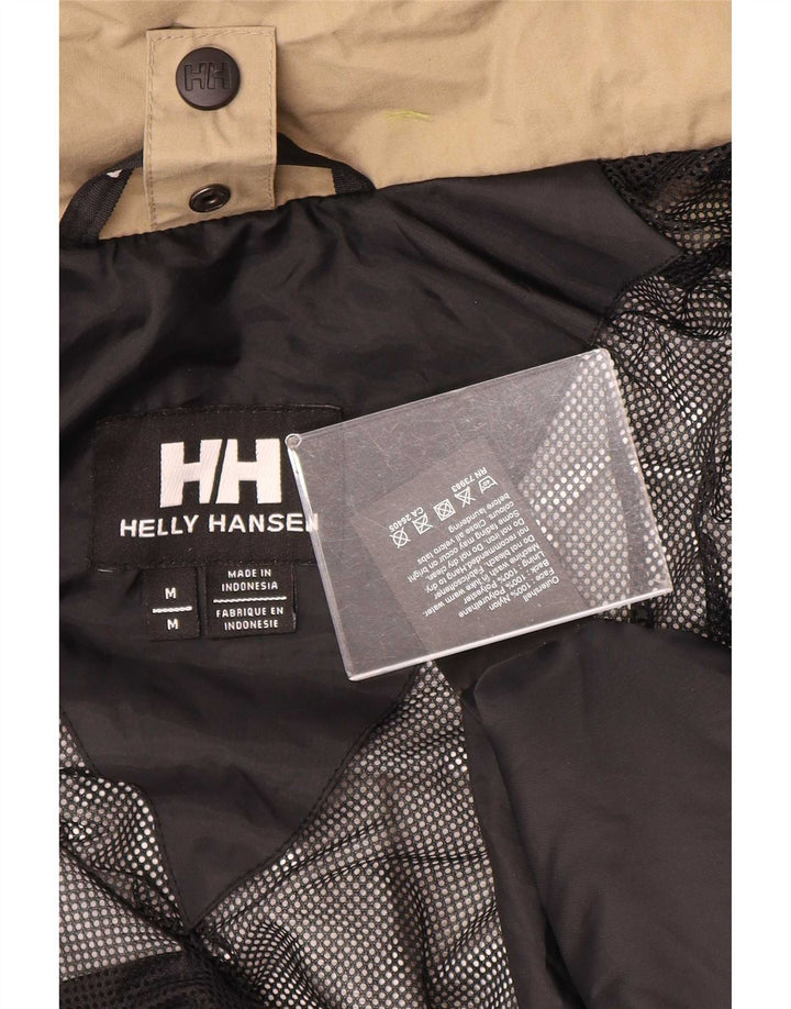 Damska kurtka przeciwdeszczowa z kapturem Helly Hansen UK 14, nylon w kolorze średniego beżu