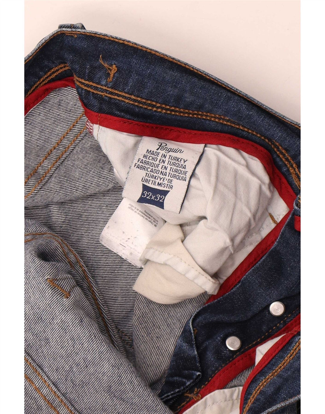 Męskie jeansy slim fit Penguin W32 L32 Niebieskie bawełniane