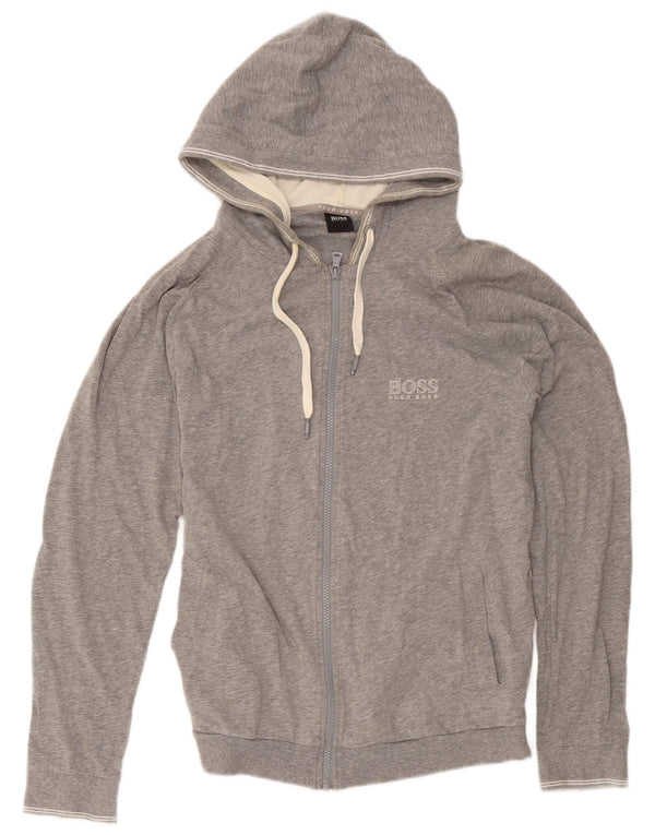 Hugo Boss Womens Zip Hoodie Sweater UK 14 Large Grey Cotton