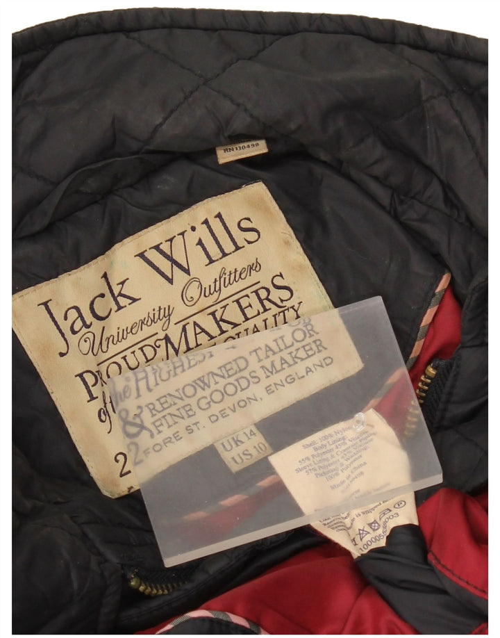 Damska pikowana kurtka Jack Wills UK 14, duża, czarna, nylonowa