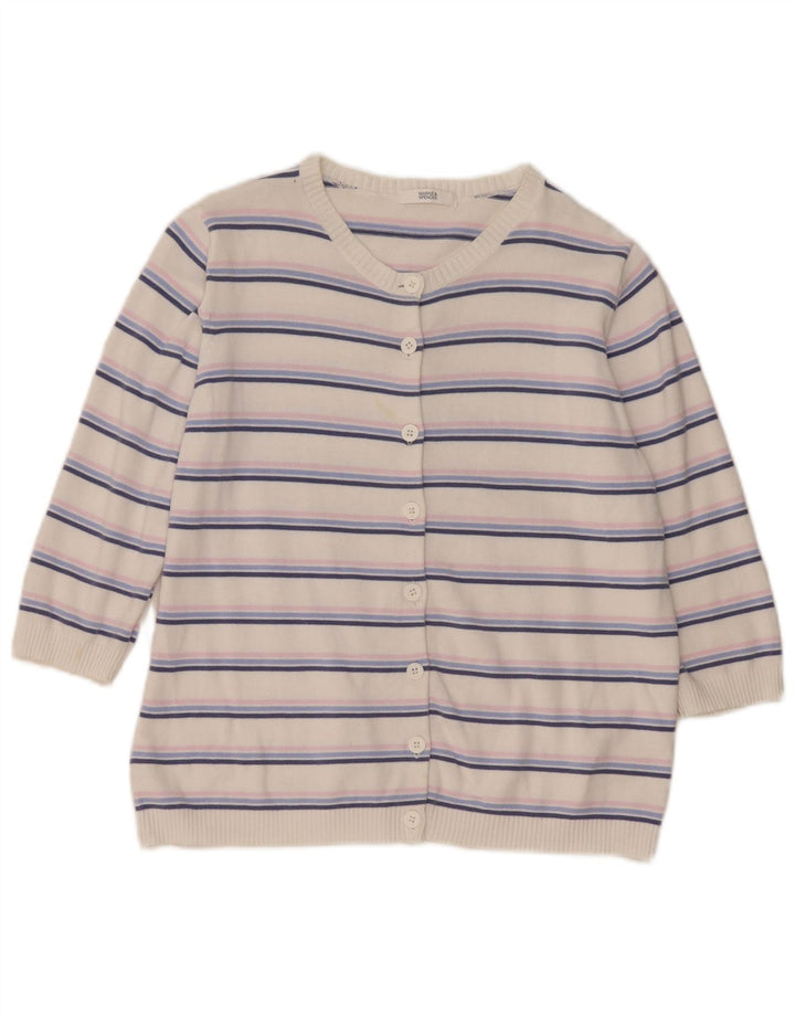 Marks & Spencer Damski sweter rozpinany UK 16, duże, białe paski