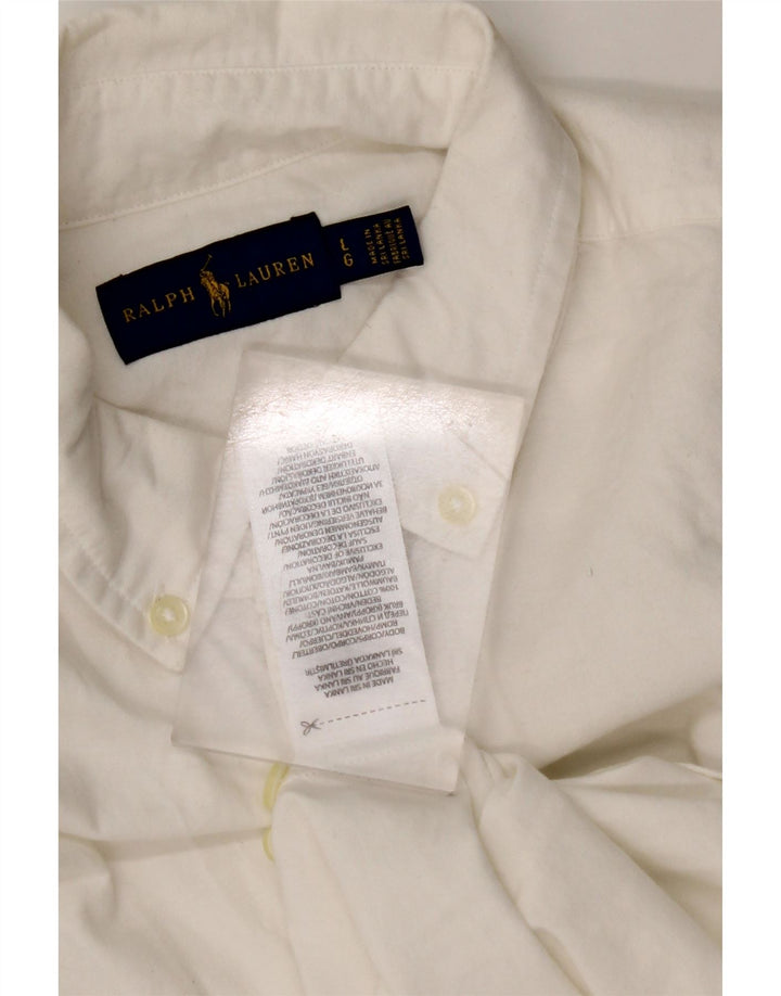 Koszula damska z krótkim rękawem RALPH LAUREN UK 16, duża, biała, bawełniana