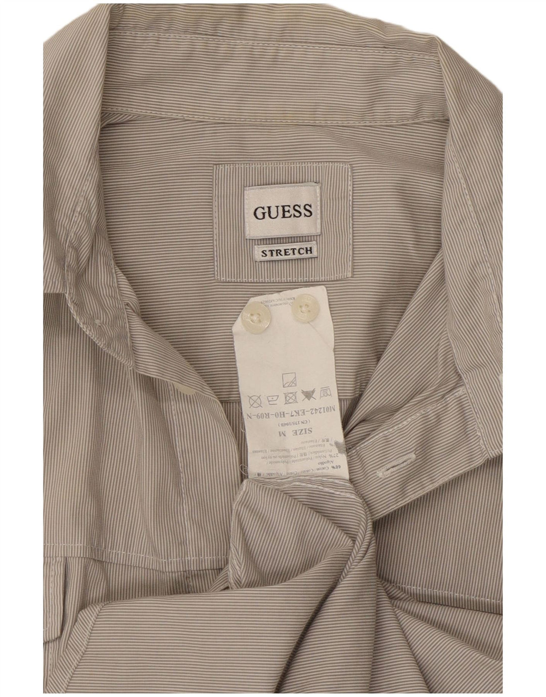 Koszula męska Guess, średnia, szara, bawełniana w prążki