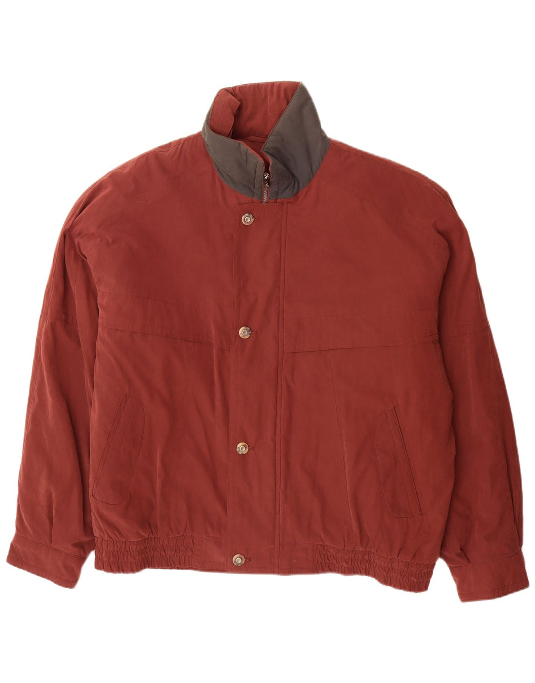 Męska kurtka bomberka w stylu vintage UK 46 3XL Burgundowy poliester z blokami kolorów