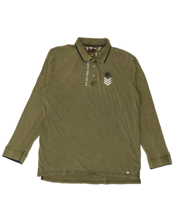 Męska koszulka polo do rugby Avirex z długim rękawem, 2XL, khaki