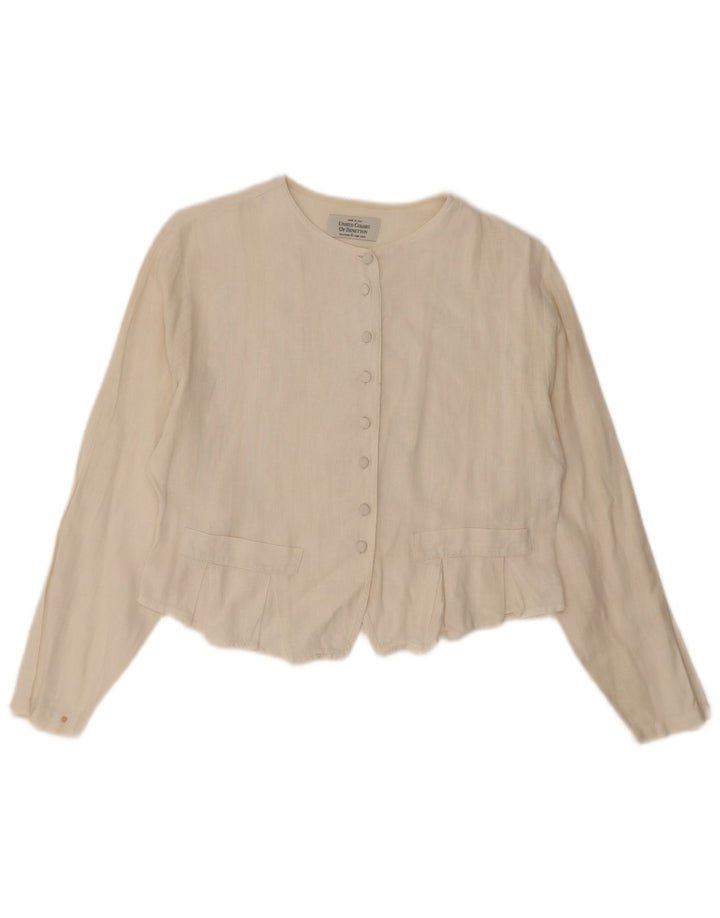 Damska bluzka koszulowa Benetton UK 14 Medium Off White