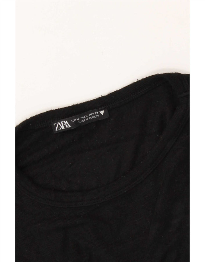 Damski T-shirt Zara Crop Top UK 12 Średni Czarny