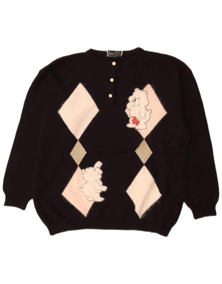 Damski sweter zapinany na guziki Baldini UK 16, duży, czarny Argyle/Diament
