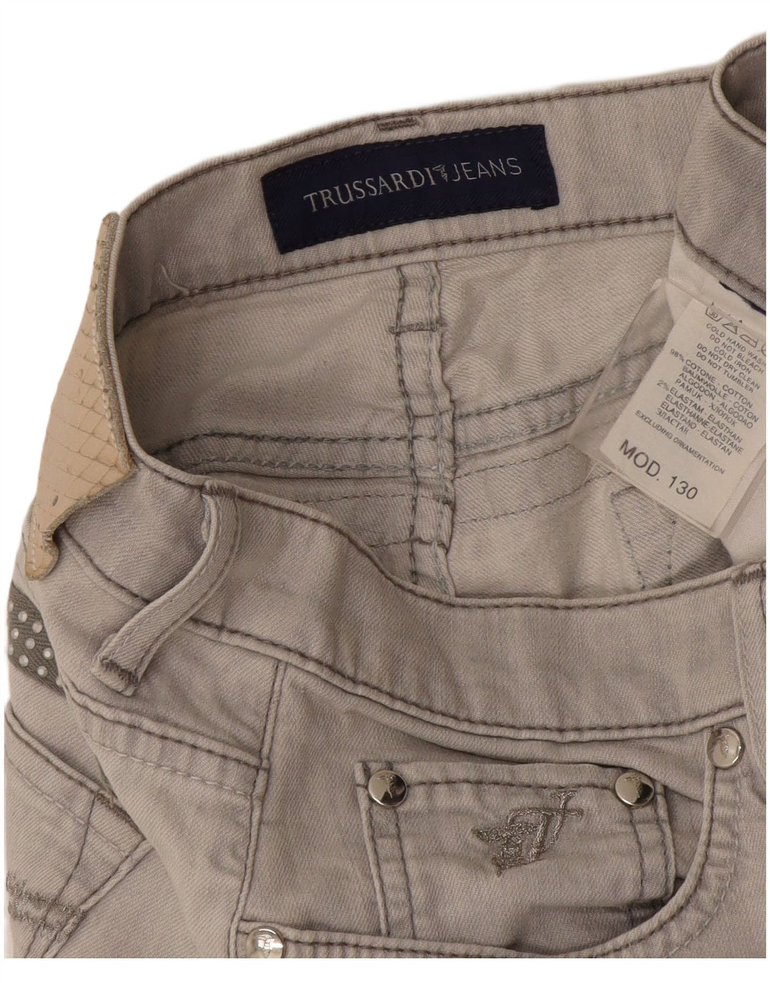 Damskie proste dżinsy Trussardi W30 L27 Szara bawełna