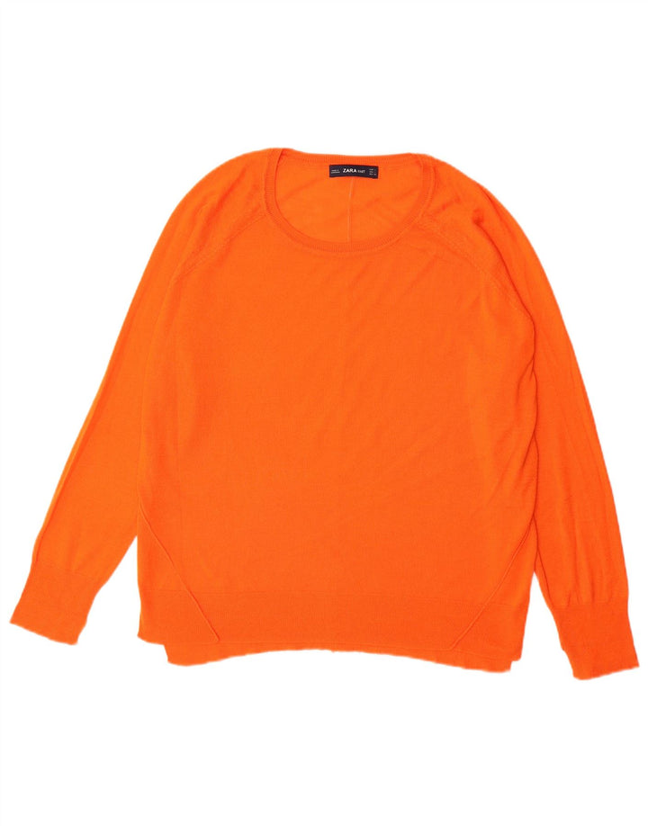 ZARA Womens Crew Neck Jumper Sweater UK 16 Large Orange