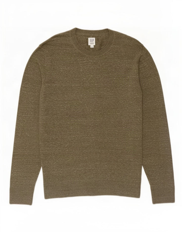Męski sweter Gap z okrągłym dekoltem, średni khaki, nakrapiany
