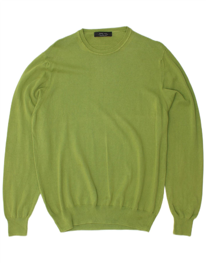 Męski sweter ZARA z okrągłym dekoltem, duży, zielony